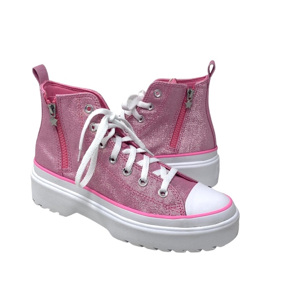 Converse Chuck Taylor Lugged Lift Pink Canvas Kids Women's High Sneaker A05230C - Picture 5 of 10